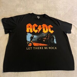 ACDC Let There Be Rock Graphic T-Shirt Mens 3XB Black Hybrid Apparel Band Tee